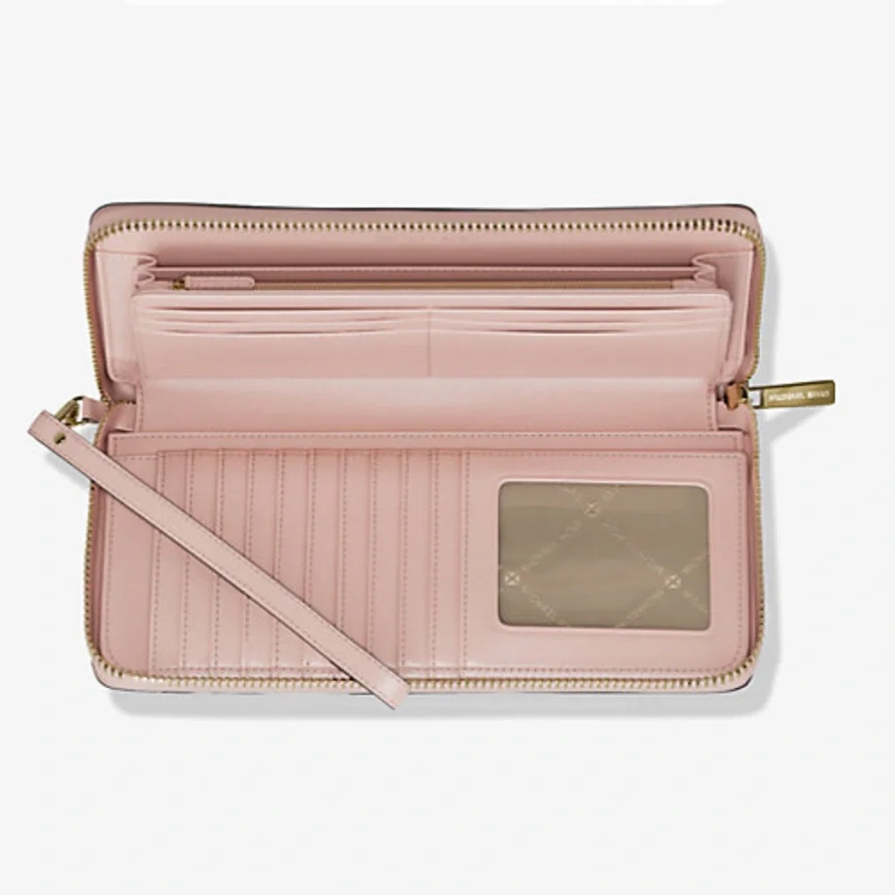 MICHAEL KORS Jet Set Travel Lg Signature Logo Continental Wristlet Phone Holder